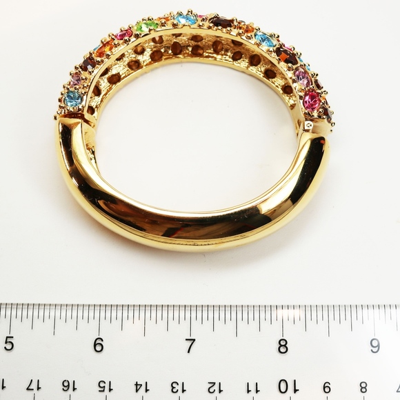 Vintage Kenneth Jay Lane Bejeweled Bangle Bracelet - Picture 8 of 8
